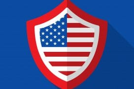 American Flag Shield Icon Flat 2