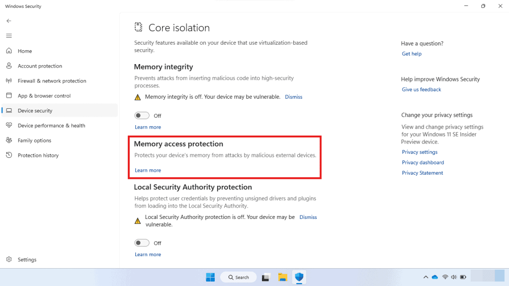 memory access protection